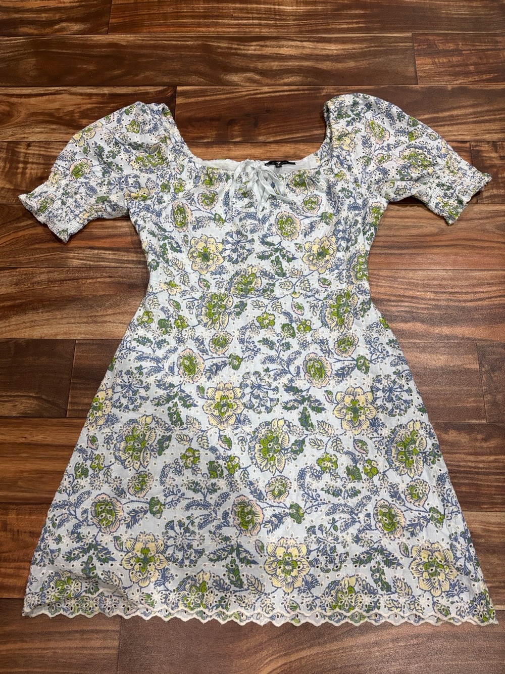 7 For All Mankind Floral Square-Neck Mini Dress